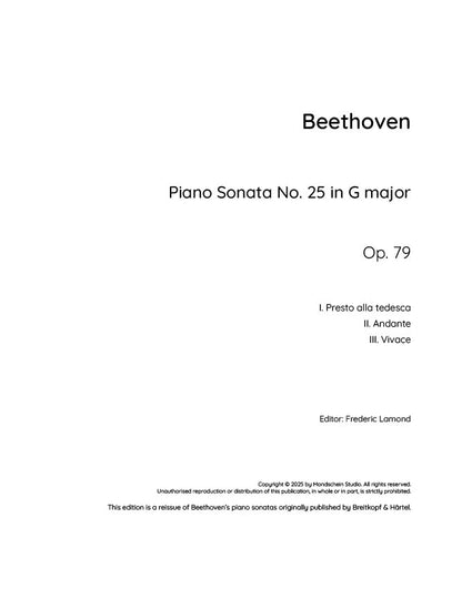 Beethoven - Piano Sonata No. 25, Op. 79 (PDF Sheet Music / Digital Download)