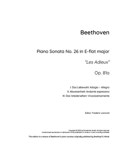 Beethoven - Piano Sonata No. 26, Op. 81a "Les Adieux" (PDF Sheet Music / Digital Download)
