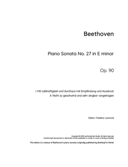 Beethoven - Piano Sonata No. 27, Op. 90 (PDF Sheet Music / Digital Download)
