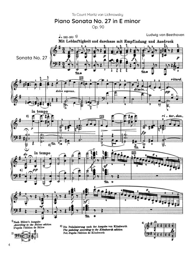 Beethoven - Piano Sonata No. 27, Op. 90 (PDF Sheet Music / Digital Download)