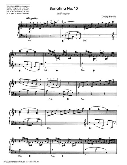 Benda - Sonatina No. 10 in F major (PDF Sheet Music / Digital Download)