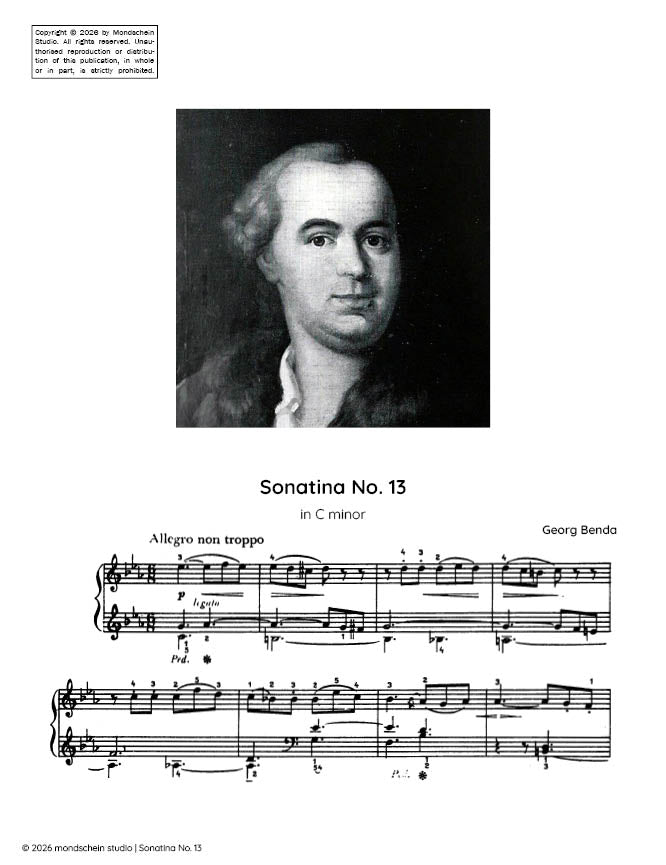 Benda - Sonatina No. 13 in C minor (PDF Sheet Music / Digital Download)