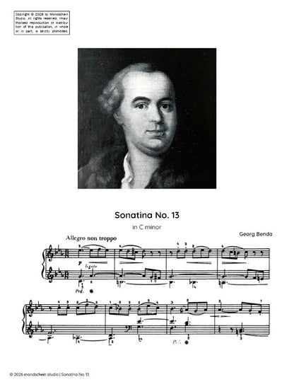 Benda - Sonatina No. 13 in C minor (PDF Sheet Music / Digital Download)