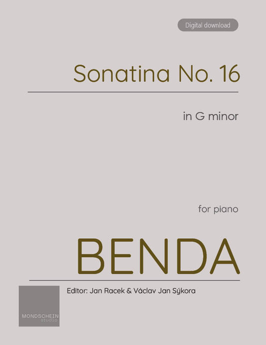 Benda - Sonatina No. 16 in G minor (PDF Sheet Music / Digital Download)