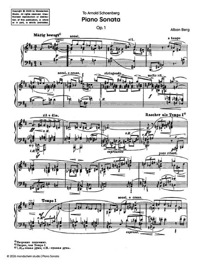 Berg - Piano Sonata, Op. 1 (PDF Sheet Music / Digital Download)