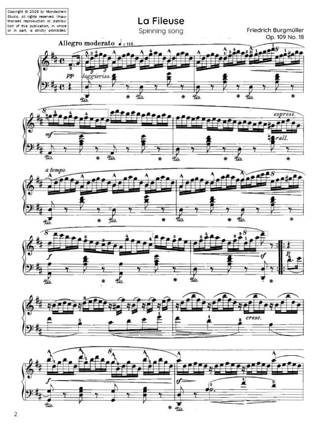 Burgmüller - La Fileuse, Op. 109 No. 18 (PDF Sheet Music / Digital Download)