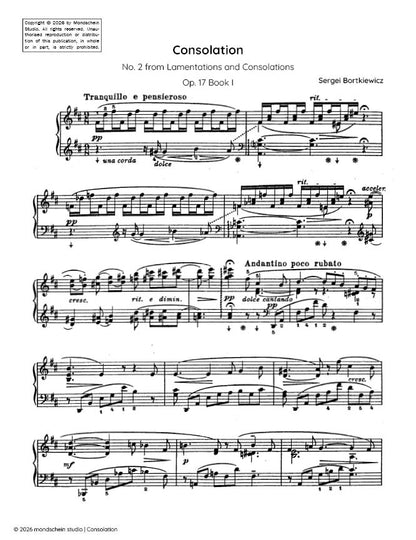 Bortkiewicz - Consolation, Op. 17 No. 2 (PDF Sheet Music / Digital Download)