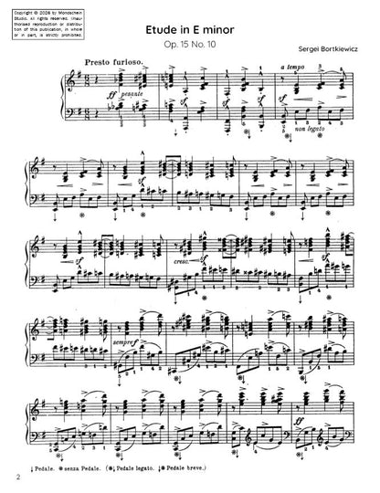 Bortkiewicz - Etude in E minor, Op. 15 No. 10 (PDF Sheet Music / Digital Download)