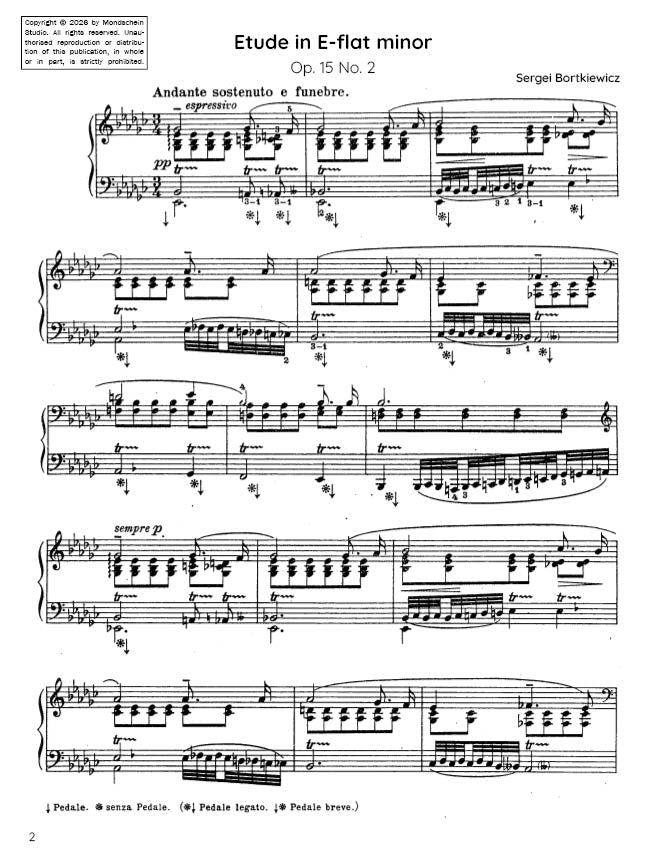 Bortkiewicz - Etude in E-flat minor, Op. 15 No. 2 (PDF Sheet Music / Digital Download)