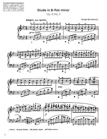 Bortkiewicz - Etude in B-flat major, Op. 15 No. 3 (PDF Sheet Music / Digital Download)