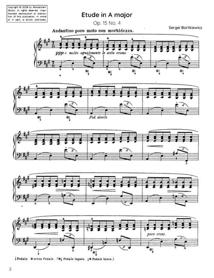 Bortkiewicz - Etude in A major, Op. 15 No. 4 (PDF Sheet Music / Digital Download)