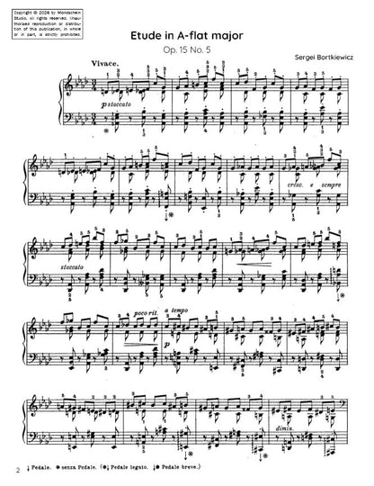Bortkiewicz - Etude in A-flat major, Op. 15 No. 5 (PDF Sheet Music / Digital Download)