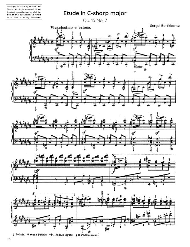 Bortkiewicz - Etude in C-sharp major, Op. 15 No. 7 (PDF Sheet Music / Digital Download)