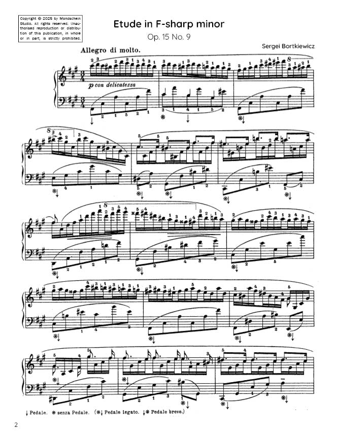 Bortkiewicz - Etude in F-sharp minor, Op. 15 No. 9 (PDF Sheet Music / Digital Download)