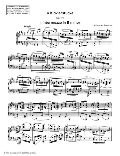 Brahms - 4 Klavierstücke, Op. 119 (PDF Sheet Music / Digital Download)