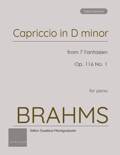 Brahms - Capriccio in D minor, Op. 116 No. 1 (PDF Sheet Music / Digital Download)