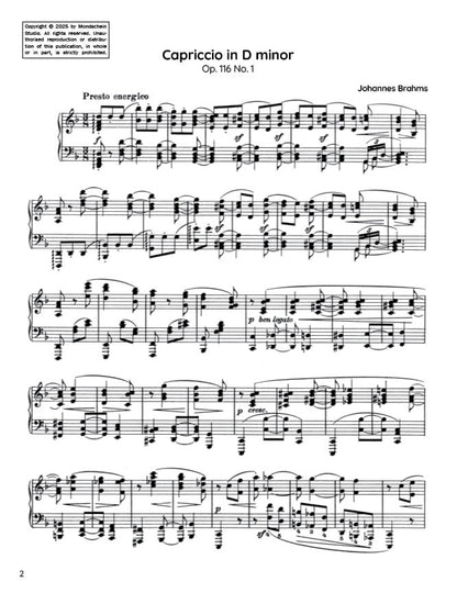 Brahms - Capriccio in D minor, Op. 116 No. 1 (PDF Sheet Music / Digital Download)