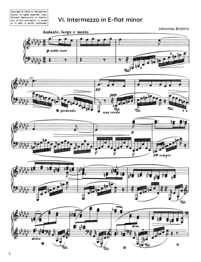 Brahms - Intermezzo in E-flat minor, Op. 118 No. 6 (PDF Sheet Music / Digital Download)
