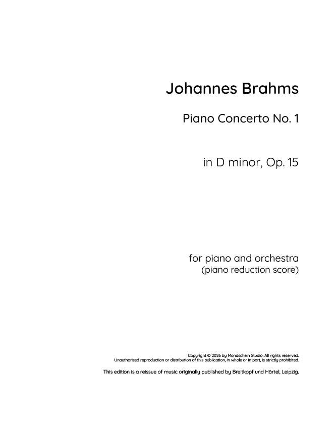 Brahms - Piano Concerto No. 1 in D minor, Op. 15 (PDF Sheet Music / Digital Download)