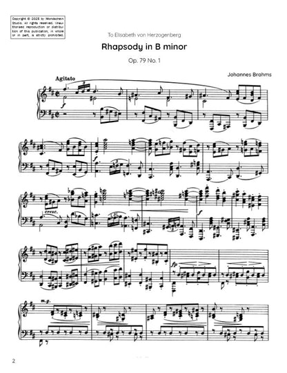 Brahms - Rhapsody in B minor, Op. 79 No. 1 (PDF Digital Download)