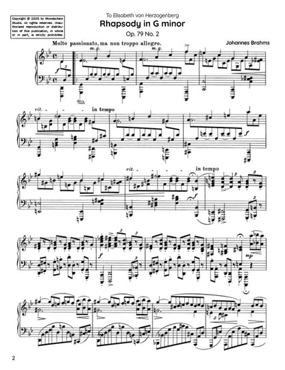 Brahms - Rhapsody in G minor, Op. 79 No. 2 (PDF Sheet Music / Digital Download)