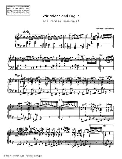 Brahms - Variations and Fugue on a theme by Handel, Op. 24 (PDF Sheet Music / Digital Download)