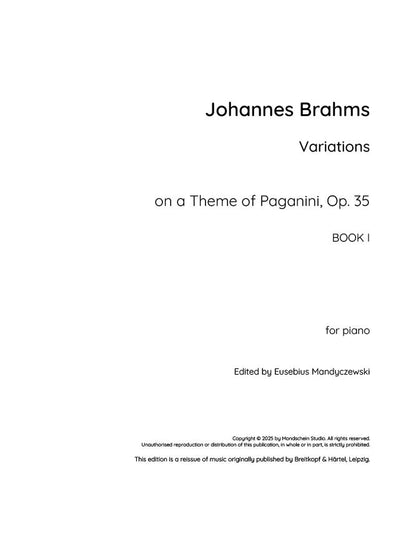 Brahms - Variations on a Theme of Paganini, Op. 35, Book I (PDF Sheet Music / Digital Download)