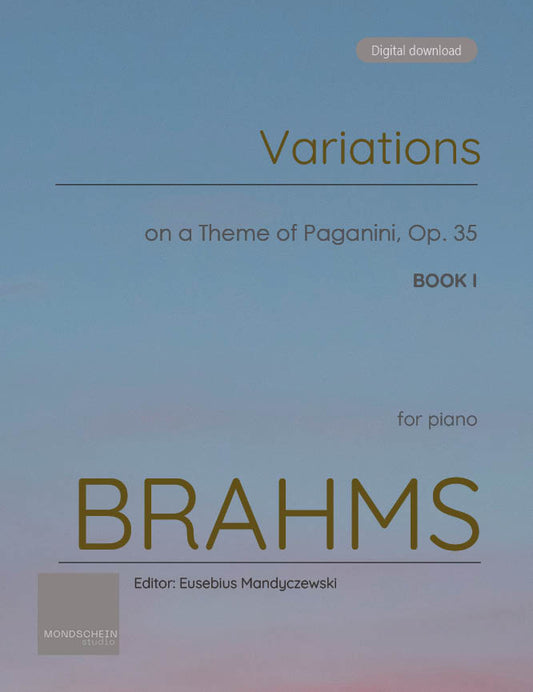 Brahms - Variations on a Theme of Paganini, Op. 35, Book I (PDF Sheet Music / Digital Download)