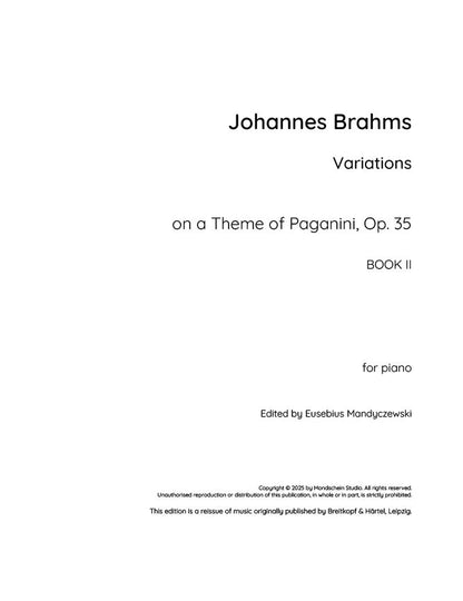 Brahms - Variations on a Theme of Paganini, Op. 35, Book II (PDF Sheet Music / Digital Download)