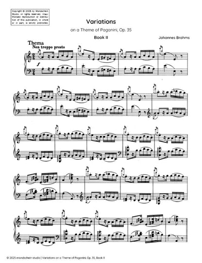 Brahms - Variations on a Theme of Paganini, Op. 35, Book II (PDF Sheet Music / Digital Download)