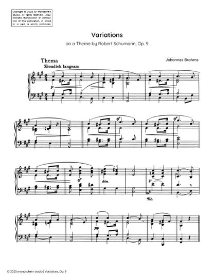 Brahms - Variations on a Theme by Robert Schumann, Op. 9 (PDF Sheet Music / Digital Download)