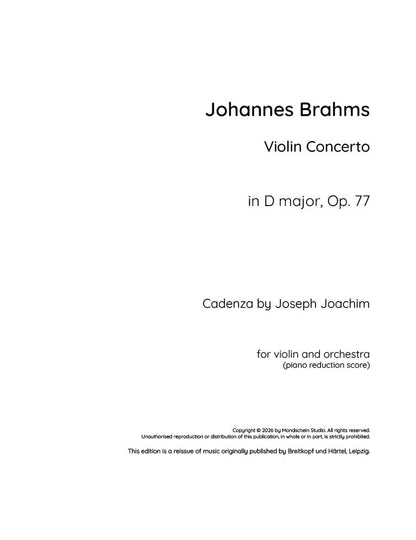 Brahms - Violin Concerto D major, Op. 77 (PDF Sheet Music / Digital Download)
