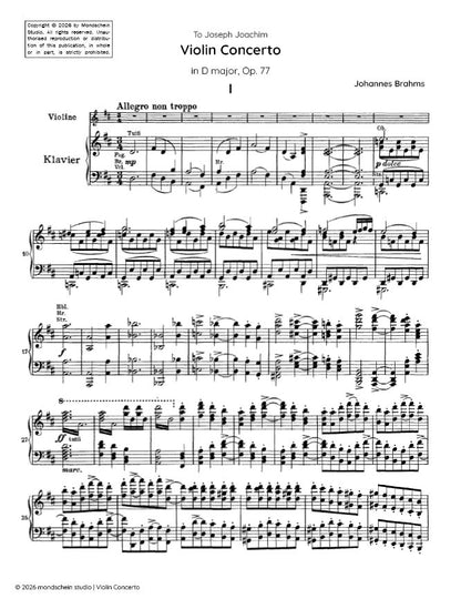 Brahms - Violin Concerto D major, Op. 77 (PDF Sheet Music / Digital Download)