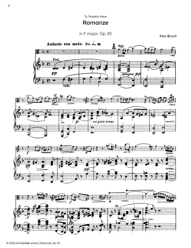Bruch - Romanze, Op. 85 (PDF Sheet Music / Digital Download)