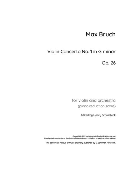 Bruch - Violin concerto No. 1 in G minor, Op. 26 (PDF Sheet Music / Digital Download)