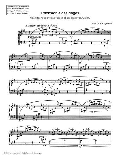 Burgmüller - L'harmonie des anges, No. 21 from 25 Études faciles et progressives, Op. 100 (PDF Sheet Music / Digital Download)