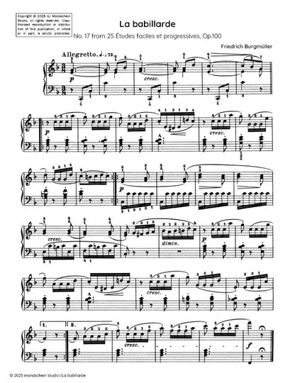 Burgmüller - La babillarde, No. 17 from 25 Études faciles et progressives, Op. 100 (PDF Sheet Music / Digital Download)