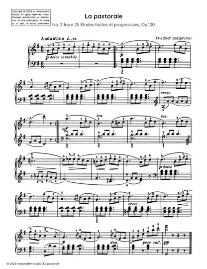 Burgmüller - La pastorale, No. 3 from 25 Études faciles et progressives, Op. 100 (PDF Sheet Music / Digital Download)