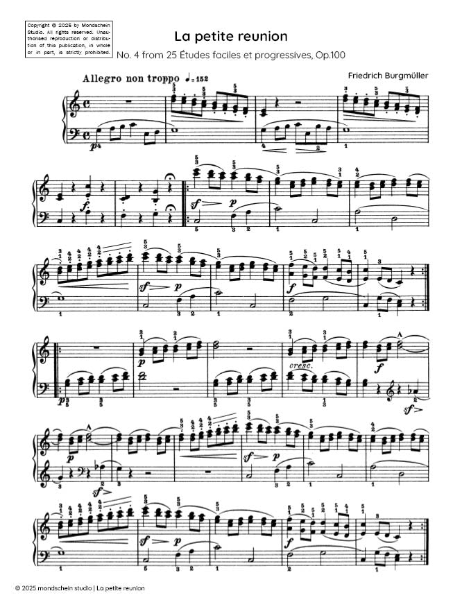 Burgmüller - La petite reunion, No. 4 from 25 Études faciles et progressives, Op. 100 (PDF Sheet Music / Digital Download)
