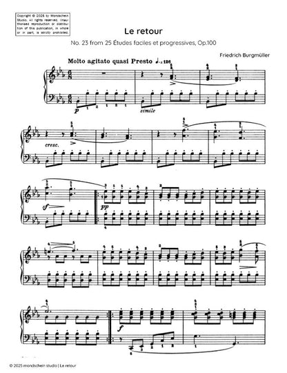 Burgmüller - Le retour, No. 23 from 25 Études faciles et progressives, Op. 100 (PDF Sheet Music / Digital Download)