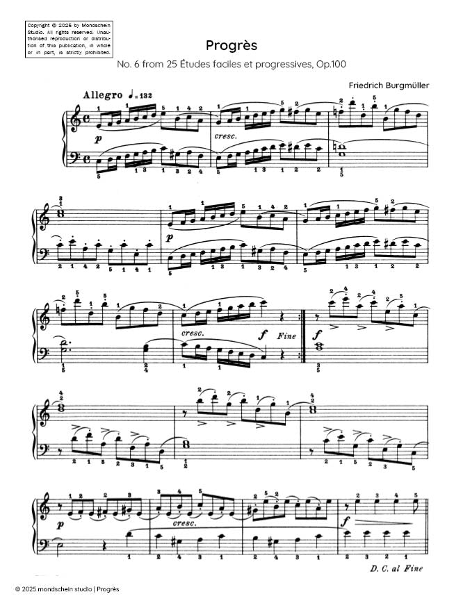 Burgmüller - Progrès, No. 6 from 25 Études faciles et progressives, Op. 100 (PDF Sheet Music / Digital Download)