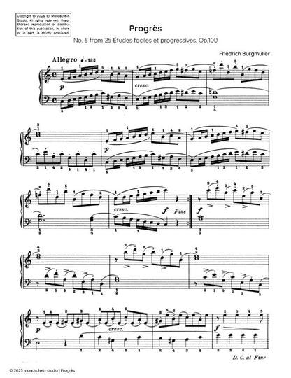 Burgmüller - Progrès, No. 6 from 25 Études faciles et progressives, Op. 100 (PDF Sheet Music / Digital Download)