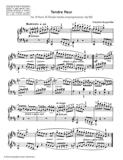 Burgmüller - Tendre fleur, No. 10 from 25 Études faciles et progressives, Op. 100 (PDF Sheet Music / Digital Download)