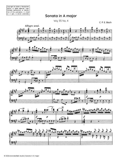 C P E Bach - Sonata in A major, Wq. 55 No. 4 (PDF Sheet Music / Digital Download)