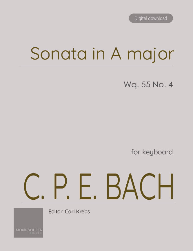 C P E Bach - Sonata in A major, Wq. 55 No. 4 (PDF Sheet Music / Digital Download)
