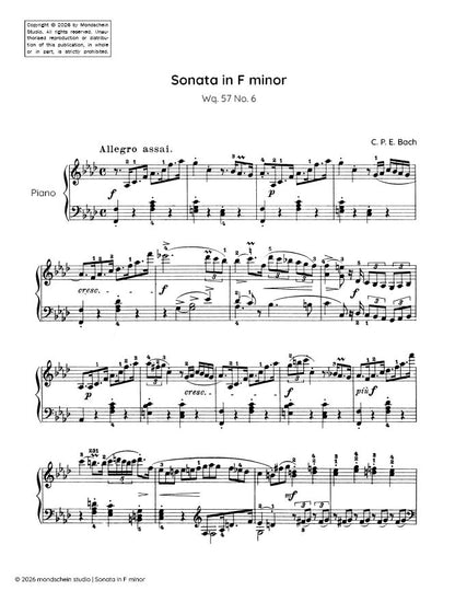 C P E Bach - Sonata in F minor, Wq. 57 No. 6 (PDF Sheet Music / Digital Download)