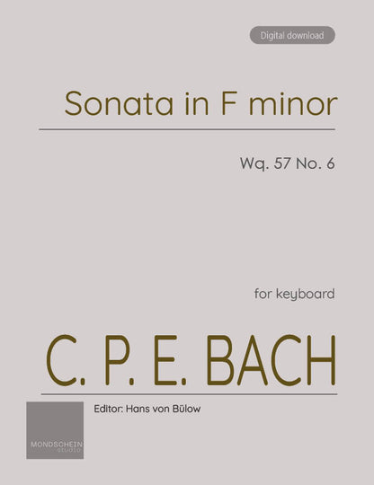 C P E Bach - Sonata in F minor, Wq. 57 No. 6 (PDF Sheet Music / Digital Download)