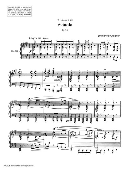 Chabrier - Aubade, D 53 (PDF Sheet Music / Digital Download)