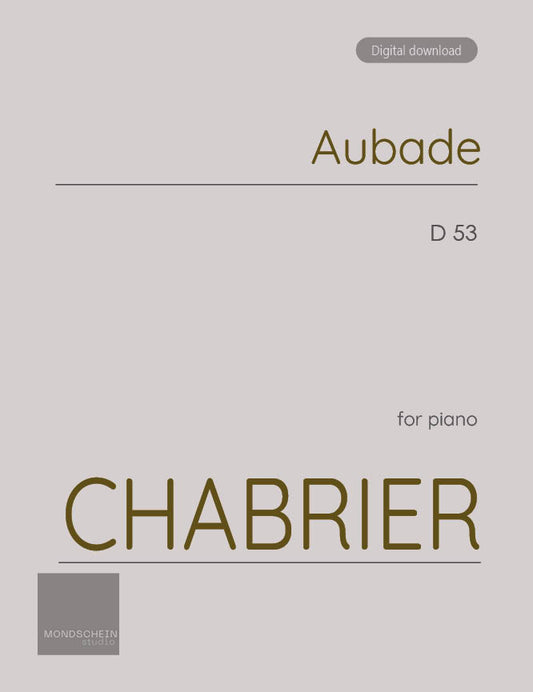 Chabrier - Aubade, D 53 (PDF Sheet Music / Digital Download)