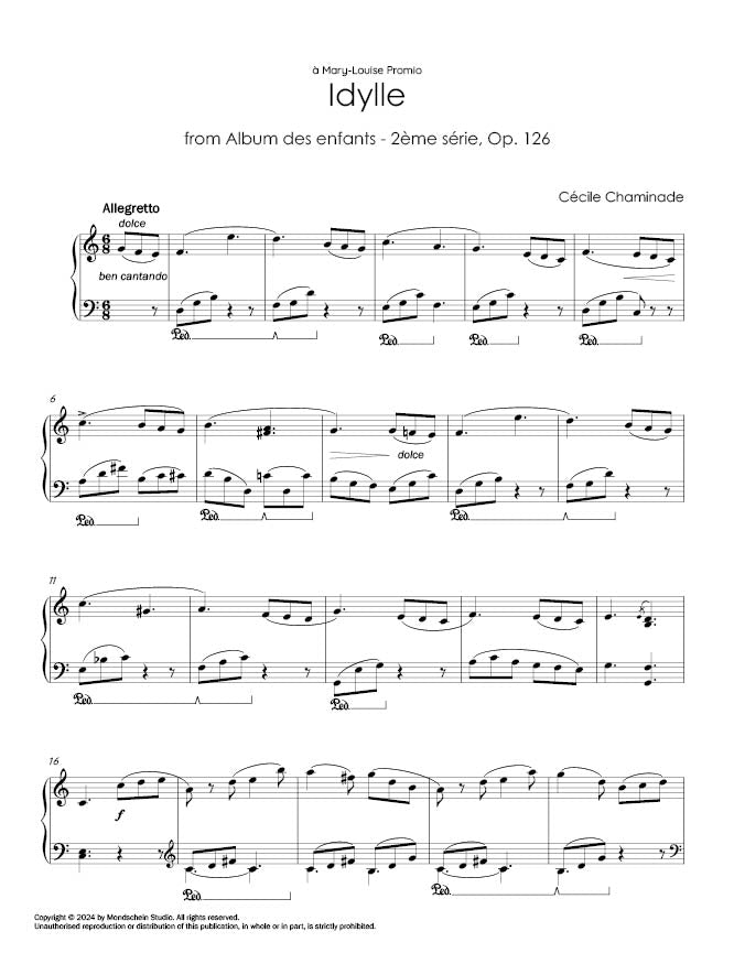 Chaminade - Idylle from Album des enfants - 2ème série, Op. 126 (PDF Sheet Music / Digital Download)